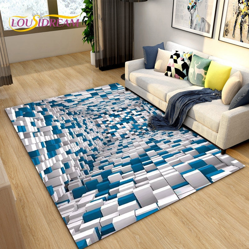 White & Blue Builder Blox Rug